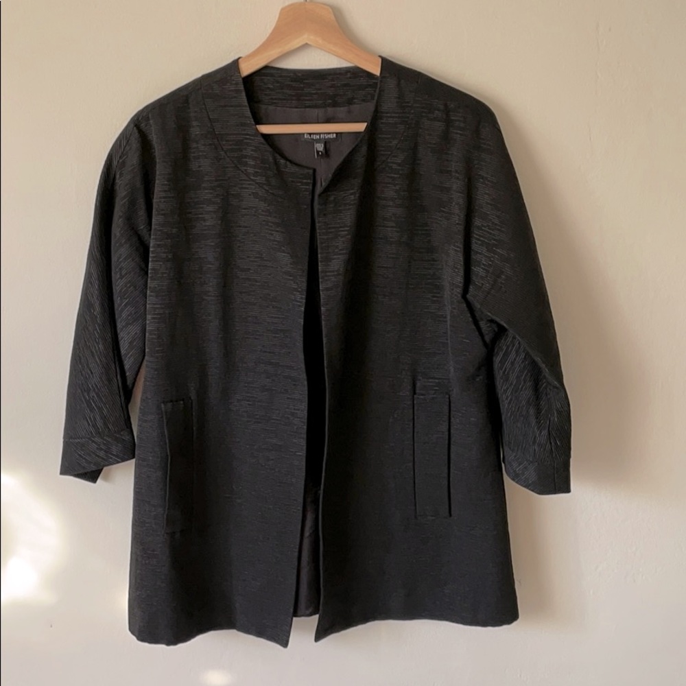 Eileen Fisher black silk jacket, sz S